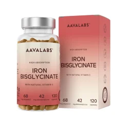 Aavalabs Eisenbisglycinat mit Vitamin C | Hochdosiert für Eisenmangel | 4-Monats-Vorrat> Sale