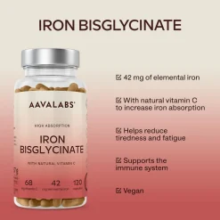 Aavalabs Eisenbisglycinat mit Vitamin C | Hochdosiert für Eisenmangel | 4-Monats-Vorrat><noscript><img width=