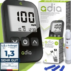 adia Blutzuckermessgeräte-Set (mg/dl) + 60 Teststreifen|diabetikerbedarf Clearance