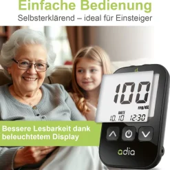 adia Blutzuckermessgeräte-Set (mg/dl) + 60 Teststreifen|diabetikerbedarf Clearance