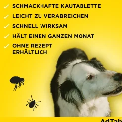 AdTab Kautabletten für Hunde über 5,5 bis 11 kg gegen Zecken und Flöhe, schnelle Abtötung von Parasiten für die Dauer von einem Monat><noscript><img width=