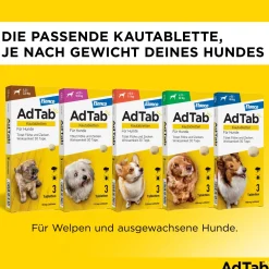AdTab Kautabletten für Hunde über 5,5 bis 11 kg gegen Zecken und Flöhe, schnelle Abtötung von Parasiten für die Dauer von einem Monat><noscript><img width=