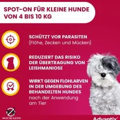 Advantix Spot-On 100 für kleine Hunde von 4 bis 10 kg Körpergewicht gegen Zecken, Flöhe und fliegende Insekten, bis zu 4 Wochen Wirksamkeit> Clearance