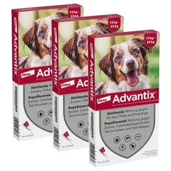 Advantix Spot-On 250 für mittelgroße Hunde von 10 bis 25 kg Körpergewicht gegen Zecken, Flöhe und fliegende Insekten, bis zu 4 Wochen Wirksamkeit| Online
