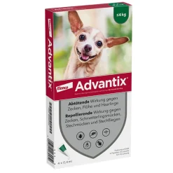 Advantix Spot-On 40 für sehr kleine Hunde bis 4 kg Körpergewicht gegen Zecken, Flöhe und fliegende Insekten, bis zu 4 Wochen Wirksamkeit| Online