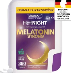 Agocap – Melatonin Tabletten Strong – Schlaf Komplex für Einschlafen & Jetlag – 360 Tabletten Vorrat| Hot