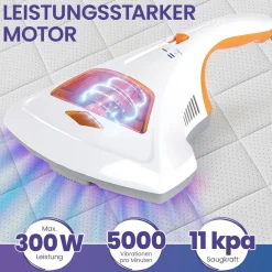 aktimeo Matratzenreinigungsgerät Milben-Handstaubsauger mit UV, ohne Beutel, 300 W><noscript><img width=