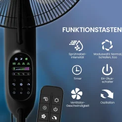 aktimeo Standventilator mit Luftbefeuchtung, Timer, Wassertank, Nebelfunktion| New