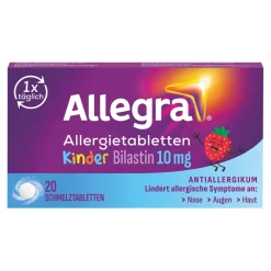 Allergietabletten für Kinder | Kinderleichte Einnahme | Zergehen auf der Zunge | Leckerer Erdbeergeschmack - Jetzt 10% mit dem Code nattermann10 sparen*>Allegra Hot
