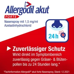 Allergodil® akut FORTE Nasenspray: Azelastin Spray gegen Heuschnupfen & nicht-saisonale allergische Rhinitis, 1,5 mg/1 ml Lösung| Outlet