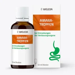 Amara-Tropfen bei Verdauungsstörungen, z.B. Sodbrennen, Übelkeit, Blähungen – mit Bitterstoffen|WELEDA Discount