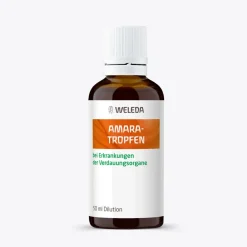 Amara-Tropfen bei Verdauungsstörungen, z.B. Sodbrennen, Übelkeit, Blähungen – mit Bitterstoffen|WELEDA Discount