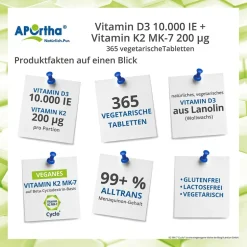 ® Vitamin D3 10.000 IE + Natto Vitamin K2 MK-7 Cyclo® Tabletten - 200 µg>Aportha Sale