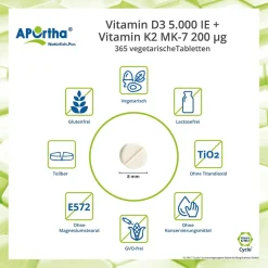 ® Vitamin D3 5.000 IE + Natto Vitamin K2 MK-7 Cyclo® 200 µg Tabletten|Aportha New