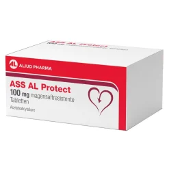 ASS AL Protect 100 mg magensaftresistente Tabletten bei erhöhtem Herzinfarkt- und Schlaganfallrisiko><noscript><img width=