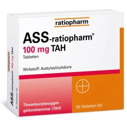 ASS-® 100 mg TAH Tabletten zur Hemmung von Blutgerinnseln oder bei instabiler Angina pectoris>ratiopharm Sale
