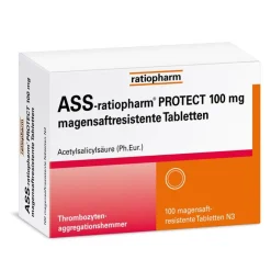 ASS-® PROTECT 100 mg magensaftresistente Tabletten zur Prophylaxe eines erneuten Infarktes|ratiopharm