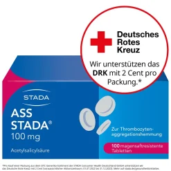 ASS STADA® 100 mg magensaftresistente Tabletten zur Vorbeugung von Herzinfarkt und Schlaganfall bei vorbelasteten Patienten magenfreundliche Formulierung|ASS 100 Online