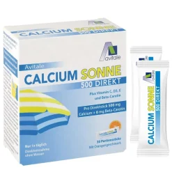 Calcium Sonne 500 Direkt-Direkt-Sticks ohne Wasser mit Orangengeschmack|Avitale Outlet