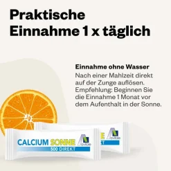 Calcium Sonne 500 Direkt-Direkt-Sticks ohne Wasser mit Orangengeschmack|Avitale Outlet