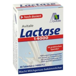 Lactase 14.000 FCC-Tabletten im Spender macht Milchprodukte bekömmlicher>Avitale Best