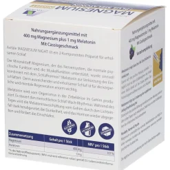 Magnesium Night plus Melatonin (1mg) Direktsticks mit Cassisgeschmack><noscript><img width=