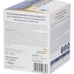 Magnesium Night plus Melatonin (1mg) Direktsticks mit Cassisgeschmack><noscript><img width=