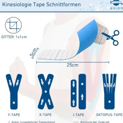 ® Precut Kinesiologie Tape - schwarz - blau - Medizinprodukt|axion Sale