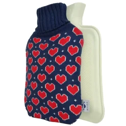 ® Wärmflasche mit Bezug – in blauem Strick mit Herzen (33x20 cm)>axion Outlet