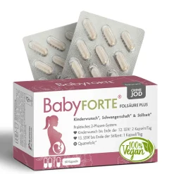 Folsäure Plus OHNE JOD | vegan |  Vitamine ab Kinderwunsch bis Stillzeit|BabyFORTE Hot