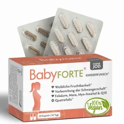 Kinderwunsch Vitamine | vegan | 800 µg Folsäure, Quatrefolic®, Maca & Q10>BabyFORTE Hot