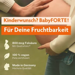 Kinderwunsch Vitamine | vegan | 800 µg Folsäure, Quatrefolic®, Maca & Q10>BabyFORTE Hot