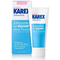 BABY Zahnpasta Karies-Schutz mit BioHAP* als Einstieg in die tägliche Zahnpflege-Routine|Karex Best
