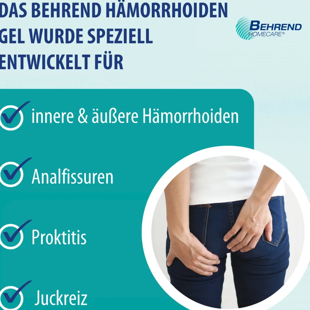 Behrend Hämorrhoiden Gel - bei inneren & äußeren Hämorrhoiden, Analjucken, Analfissuren & Proktitis – Hämorrhoiden Salbe reduziert Schmerzen, Juckreiz & Brennen>