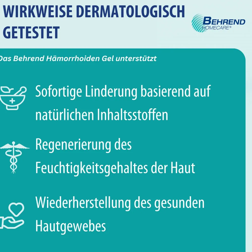 Behrend Hämorrhoiden Gel - bei inneren & äußeren Hämorrhoiden, Analjucken, Analfissuren & Proktitis – Hämorrhoiden Salbe reduziert Schmerzen, Juckreiz & Brennen>