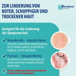 Behrend – Schuppenflechte & Neurodermitis Creme bei geröteter, trockener & schuppiger Haut – Psoriasis & Ekzem Salbe reduziert den Juckreiz & beruhigt entzündete Haut><noscript><img width=