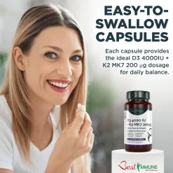 Best Immune Vitamin K2 MK7 200 mcg D3 (Cholecalciferol) 4000 IE><noscript><img width=