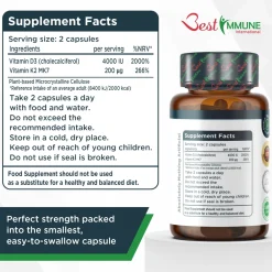 Best Immune Vitamin K2 MK7 200 mcg D3 (Cholecalciferol) 4000 IE><noscript><img width=