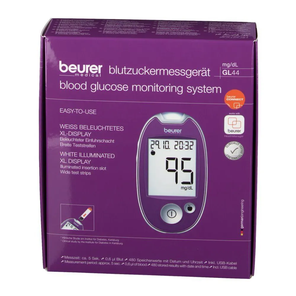 GL44 Blutzuckermessgerät mg/dl lila|beurer Outlet