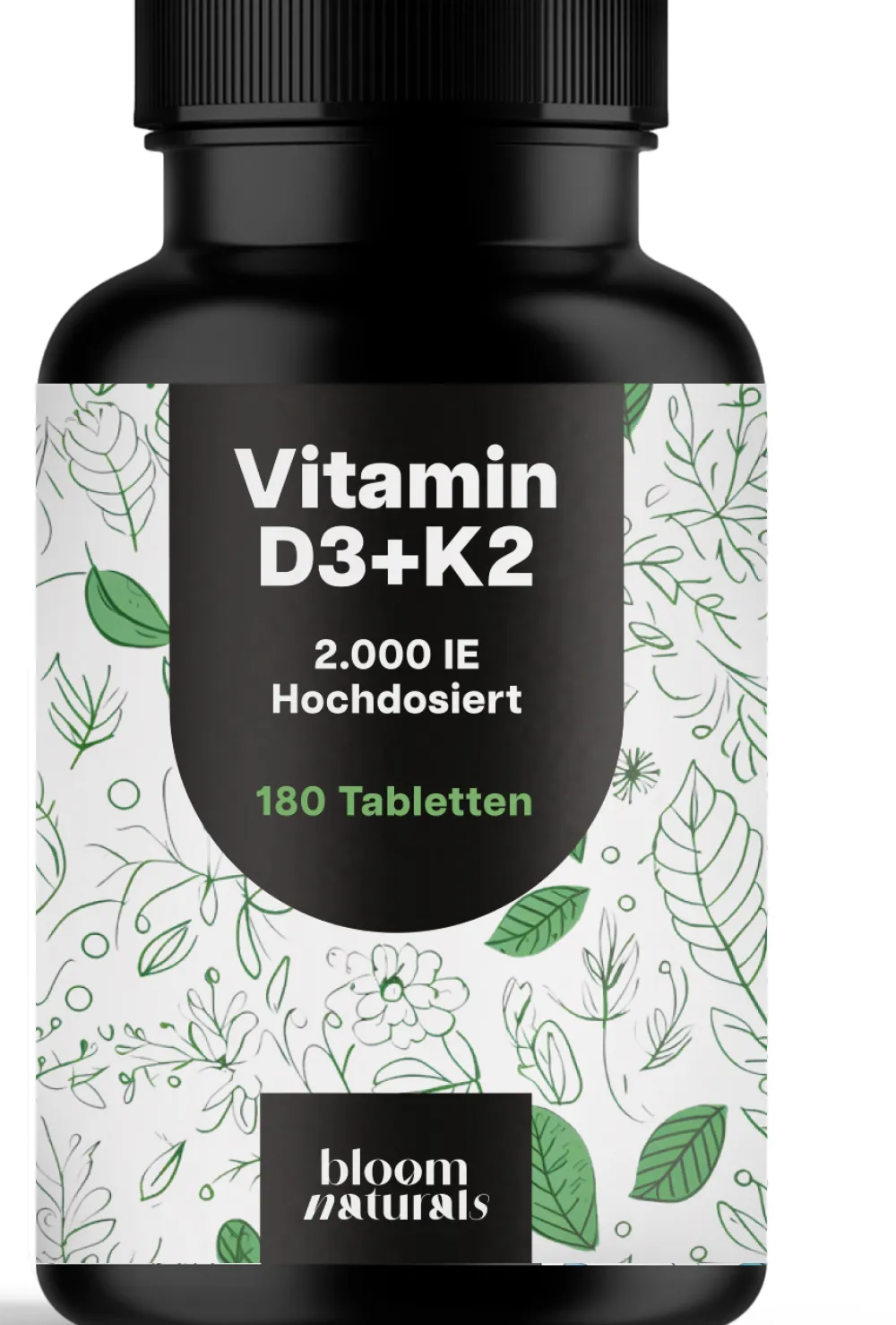 Bloom Naturals Vitamin D3 K2 Tabletten 2000 IE> New