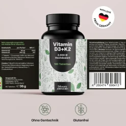 Bloom Naturals Vitamin D3 K2 Tabletten 2000 IE><noscript><img width=