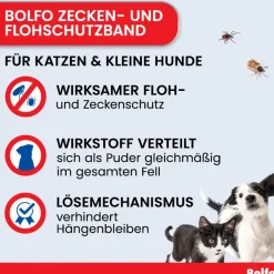 Bolfo Floh- und Zeckenschutzband für Katzen und kleine Hunde, wirkt bis zu 4 Monate gegen Flöhe und bis zu 10 Wochen gegen Zecken, Länge ca. 35 cm><noscript><img width=