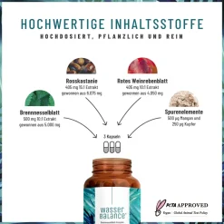 Brennnessel Komplex 90 vegane Kapseln Rosskastanienextrakt hochdosiert Wasserbalance ®>NATURTREU Outlet