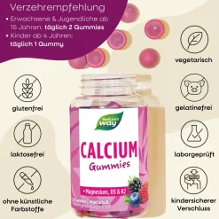 Calcium Gummibärchen für Erwachsene & Kinder I 500 mg Calcium I Wild Berry Geschmack I vegetarisc...|Nature's way Sale