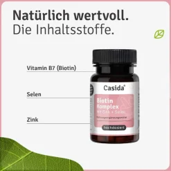 Biotin + Selen + Zink für Haut, Haare & Nägel – hochdosiert - vegan|Casida