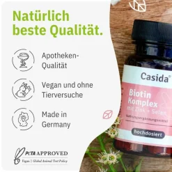 Biotin + Selen + Zink für Haut, Haare & Nägel – hochdosiert - vegan|Casida
