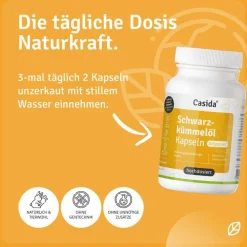 ® Schwarzkümmelöl Kapseln 3000 mg – Hochdosiert, kaltgepresst, naturbelassen|Casida New