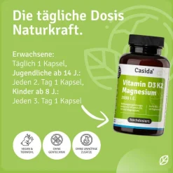 Vitamin D3 K2 Magnesium Kapseln 2000 I.E. – hochdosiertes D3, K2 & Magnesium>Casida Best