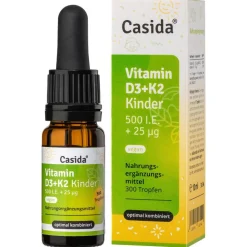 Vitamin D3 K2 Tropfen für Kinder 100% Vegan für 300 Tage|Casida