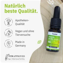 Vitamin D3 K2 Tropfen für Kinder 100% Vegan für 300 Tage|Casida